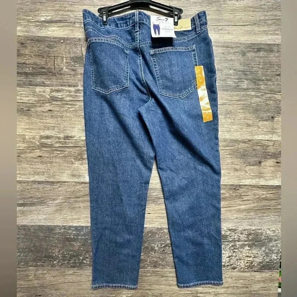 Seven7 Blue Slim Straight High Rise  Relaxed Jeans - Picture 2 of 5